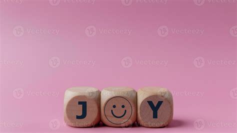 Word joy on wooden blocks with a smiling face symbol. Joy, happiness ...