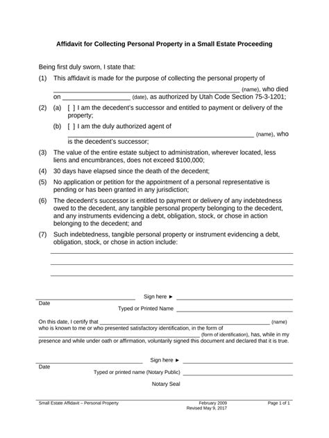 Small Estate Heirship Affidavit for Estates under 100,000 Doc Template ...