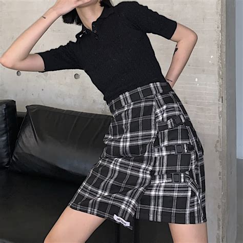 Black Plaid Skirt With Buckle on Storenvy