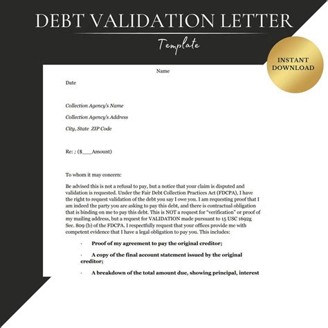 Debt Validation Letter Template - Ablebionics
