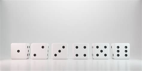 Casino rolling dice on white background with six number point ...