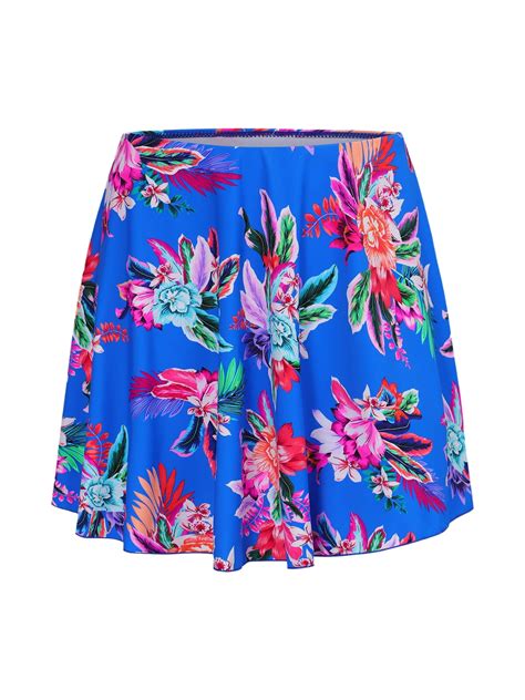 Women's Plus Size Swim Skirt Tropical Plant Floral Print Side Split ...