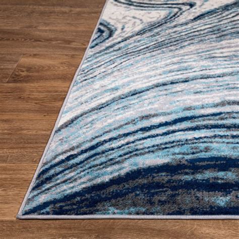 World Rug Gallery Fresno 2 x 7 Blue Indoor Abstract Bohemian/Eclectic ...