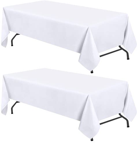 WEALUXE White Table Cloths for 6ft Tables, 2 Pack, Stain & Wrinkle ...