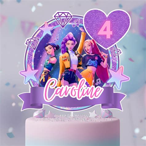 Buy Editable Kpop Demon Hunters Cake Topper, K-pop Huntrix Birthday ...