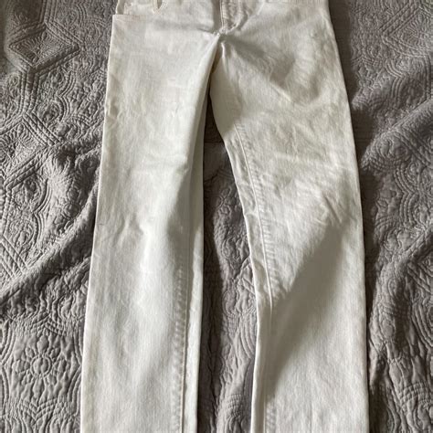 LOFT Women's Cream and White Jeans | Depop