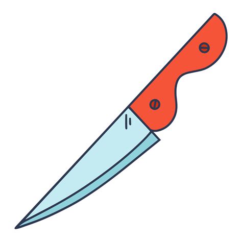 Kitchen knife vector icon. Hand-drawn color illustration isolated on ...