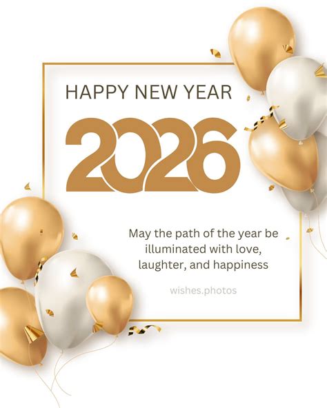 Gold White Elegant Happy New Year 2026 Wishes Messages - Wishes.Photos