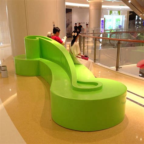 玻璃钢波浪形创意休闲椅海南商场公共区装饰艺术 - 方圳玻璃钢