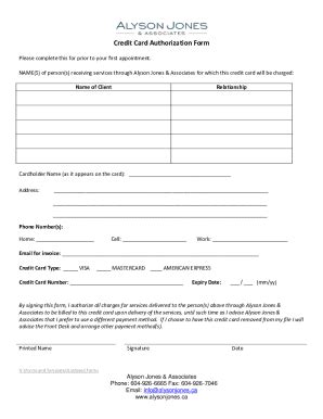 Fillable Online Credit Card Authorization Form Templates DownloadCredit ...