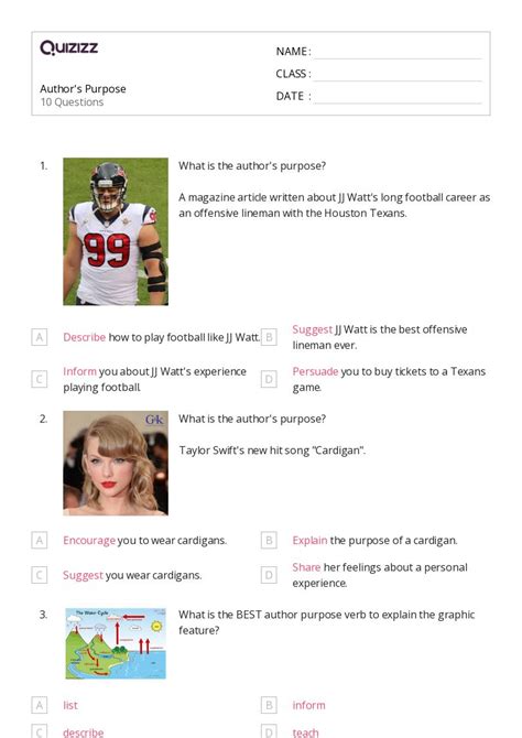 50+ Author's Purpose in Nonfiction worksheets for 4th Class on Quizizz ...