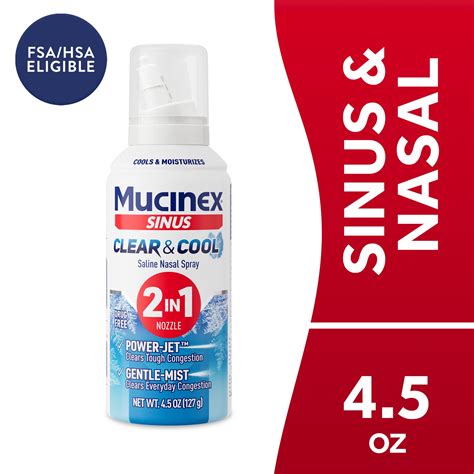 Mucinex Sinus Clear and Cool Saline Nasal Spray with Aloe and Menthol ...