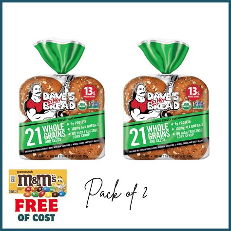 Dave's Killer Bread 21 Whole Grains and Seeds Organic Hamburger Buns, 8 ...