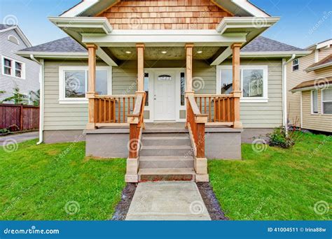 House Exterior. Front Porch View Stock Image - Image of trim, green ...