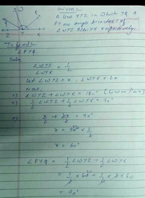 In the following figure ray YW stands on a line XYZ.wyz: WYX = 1:2. Ray ...
