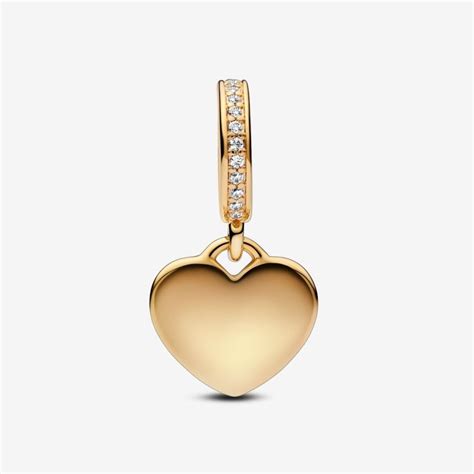 Pandora Heart Charms Sales India - Gold Engravable Heart Tag Dangle Charm