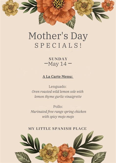 Mother's Day Specials! - My Little Spanish Place