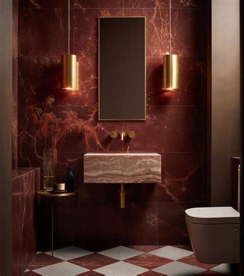 Red Marble Bathroom Tiles