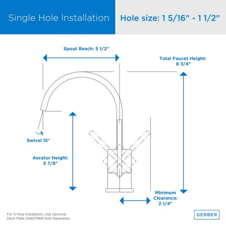 Gerber D221144BN Single Hole Bathroom Faucet From the Sirius Collection ...