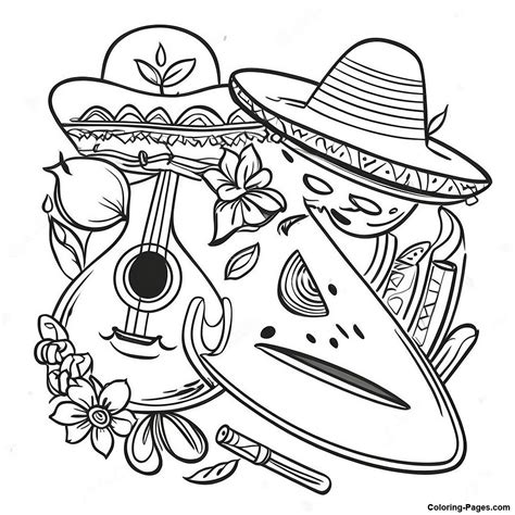 Vibrant Mexican Fiesta Coloring Page | Coloring-Pages.com