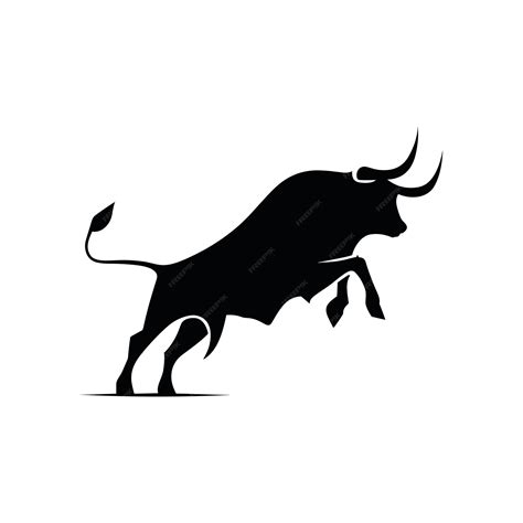 Mammal bull black with white background silhouette | Premium Vector