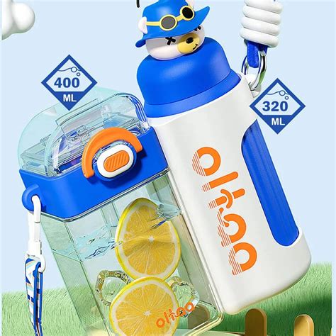 Double Tumbler Blue bear detachable set water bottle, 400 ml & 320ML ...