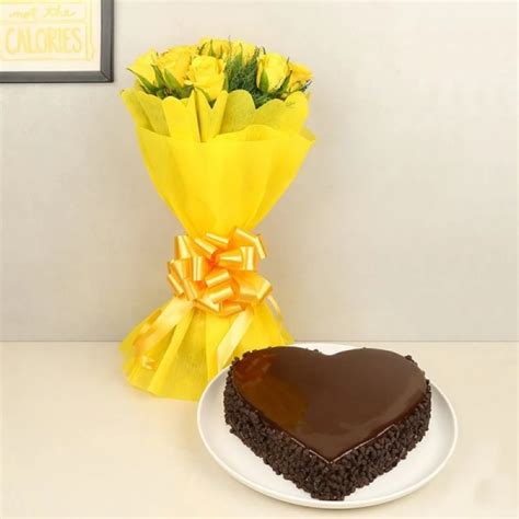Order Yellow Flowers & Truffle Cake online | Get same day delivery PAN ...