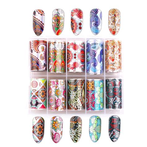 Lenon 10 Sheets Marble Clouds DIY Holographic Nail Decoration Foil ...