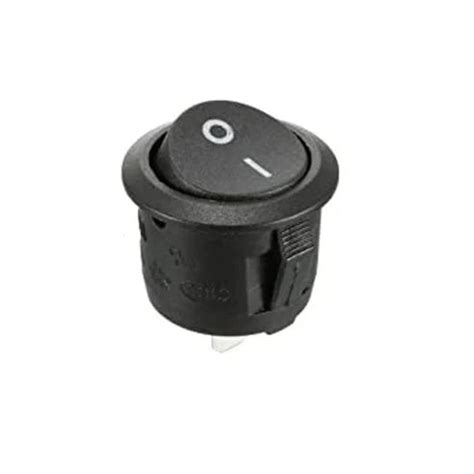 6A 250V AC SPST ON-OFF Round Rocker Switch Black | Robodo