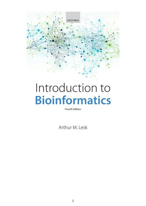 SOLUTION: Introduction to bioinformatics by arthur m lesk 4th edition ...