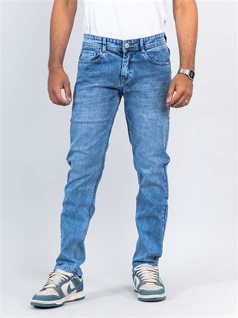 Buy Light Blue Ankle Fit Denim Jeans Online | Tistabene
