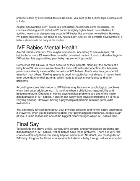 PPT - IVF Babies Disadvantages – You Should Know Before Treatment PowerPoint Presentation - ID ...