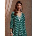 Purple Hand Block Printed Cotton Embroidered Kurta with Palazzo- Set of 2