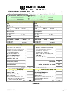 2009-2026 Form Union Bank & Trust Personal Financial Statement As Off ...