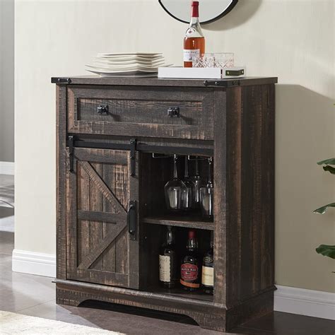 Buy OKD Farmhouse Coffee Bar Cabinet, 32 Sliding Barn Door Buffet ...