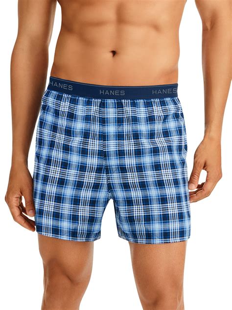 Hanes - Men's Woven Boxers, 6 Pack - Walmart.com