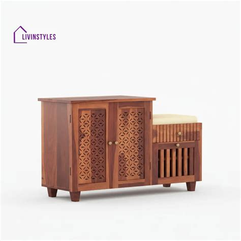 Lorena Sheesham wood shoe rack with seating – LivIn Styles