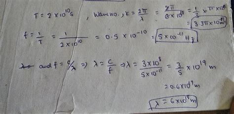calculate the wavelength, frequency and wave number of a light wave ...