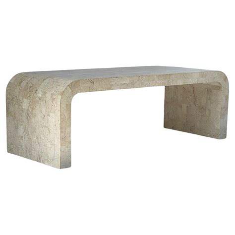 Hollywood Regency Tesselated Stone Beige Marble Waterfall Cocktail ...
