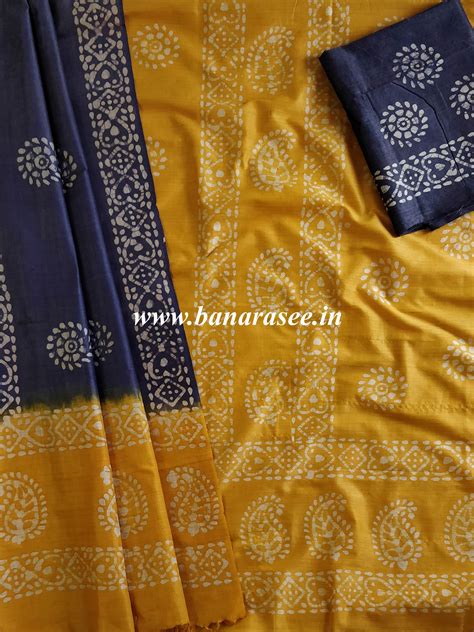 Pure Handloom Khadi Cotton Hand-Dyed Batik Pattern Salwar Kameez Dupat