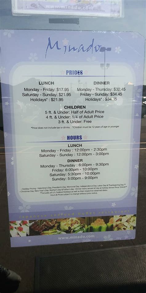 Menu at Minado Buffet restaurant, Carle Place