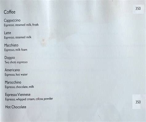 Menu at Lobby Lounge - The Leela Palace, Chennai