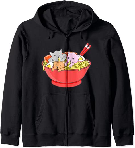 Anime Japanese Cat Ramen Kawaii Ramen Noodle Life Zip Hoodie | Buy Now ...