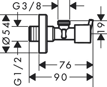 hansgrohe angle valves: Angle valve S outlet G 3/8, Item No. 13901000