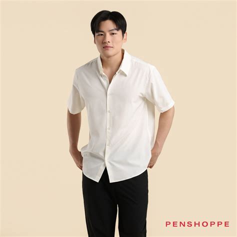 Penshoppe Dress Code Easy Iron Shirt For Men (White) | Shopee Philippines