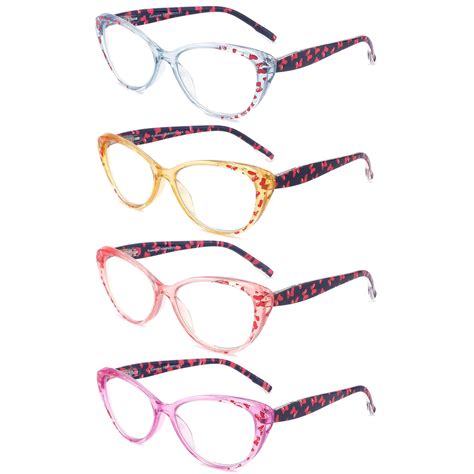 Reading Glasses Blue Light Blocking for Women 4 Pack Cat Eye Stylish ...