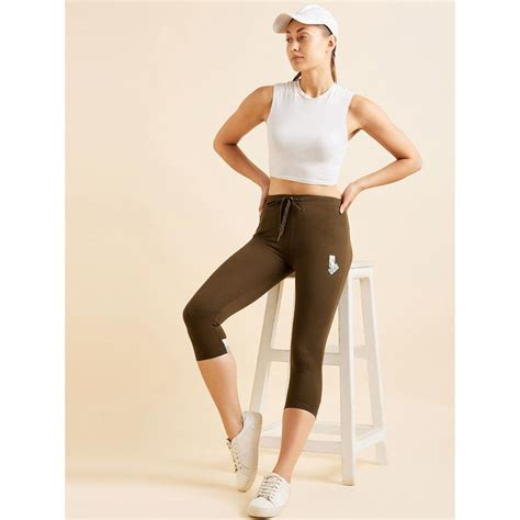 Buy Sweet Dreams Women Olive Solid Capri Tights Online