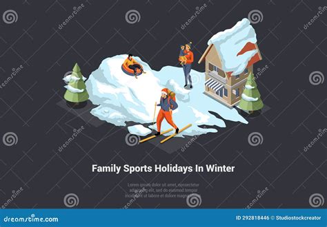 Christmas Vacations, Family Sports Holiday in Winter. People Skiing ...