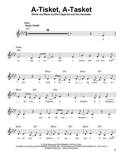 A-Tisket, A-Tasket by Ella Fitzgerald Sheet Music for Pro Vocal at ...