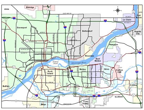 Quad City Region Map Quad Cities Street Map #4 Jigsaw Puzzle By